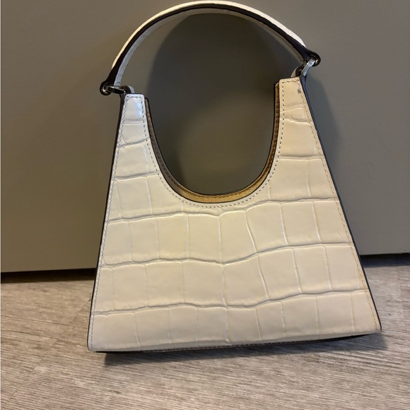 NWOT Staud Rey Croc Leather Bag in Cream - Picture 2 of 9
